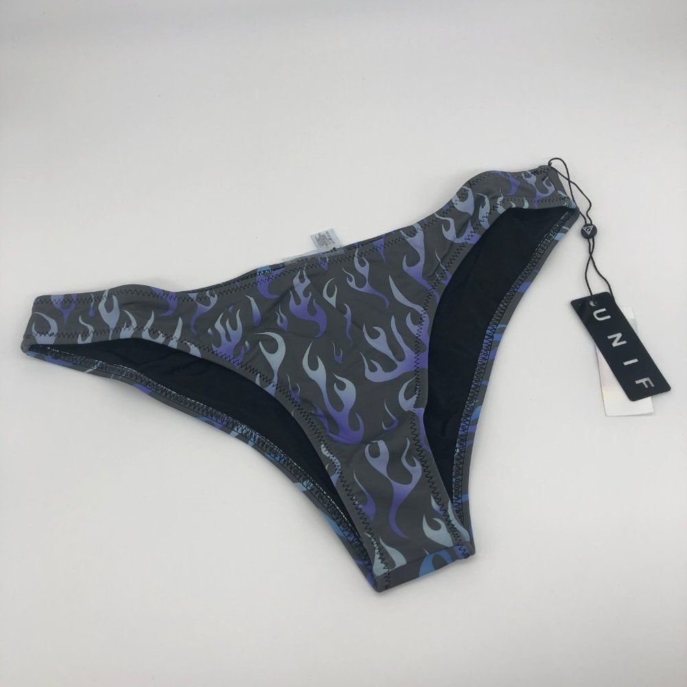 New UNIF Grey & Blue Flame Bikini Bottom - Size M